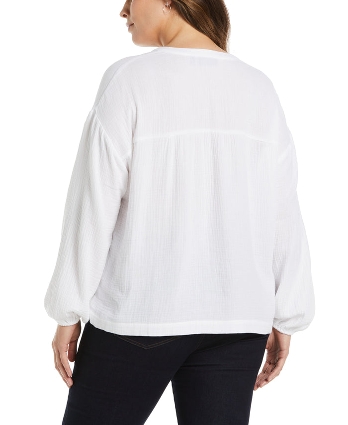Solid Gauze Top (White)