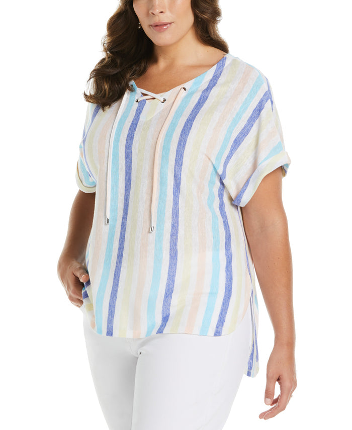 Stripe V-neck Top (Amparo Blue)