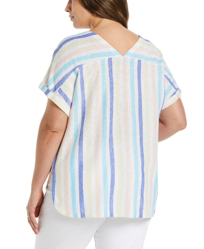 Stripe V-neck Top (Amparo Blue)