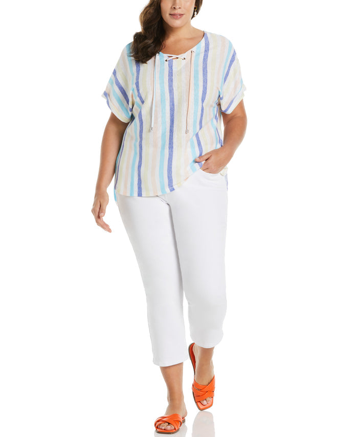 Stripe V-neck Top (Amparo Blue)