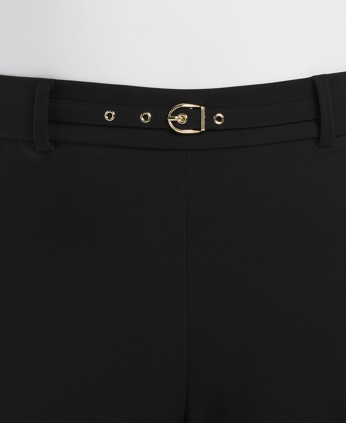 Plus Size Wide Leg Novelty Belt Pant (Black)