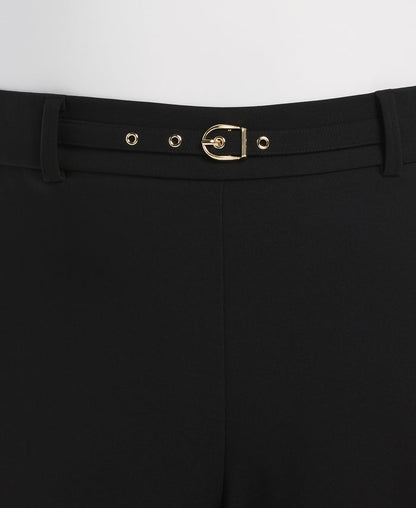 Plus Size Wide Leg Novelty Belt Pant (Black)