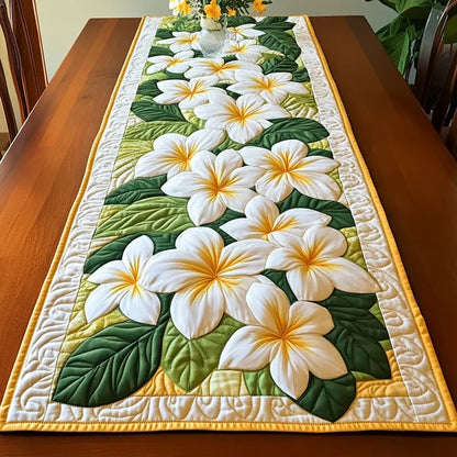 Quiltet bordløber - Plumeria Blomst