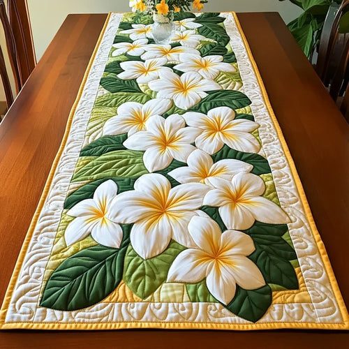 Quiltet bordløber - Plumeria Blomst