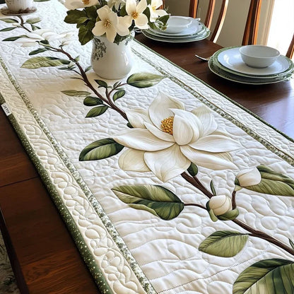 Quiltet bordløber - Rustik Magnolia Blomst