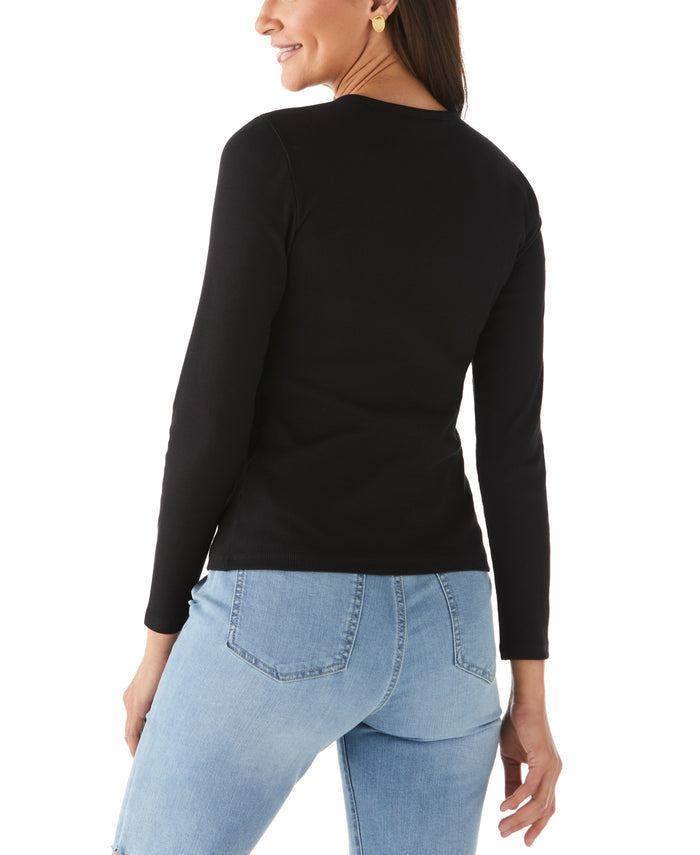 Ribbed Crew Neck Tee (Black)