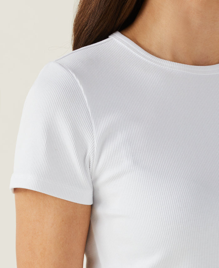 Ribbed Crew Neck Tee (White)
