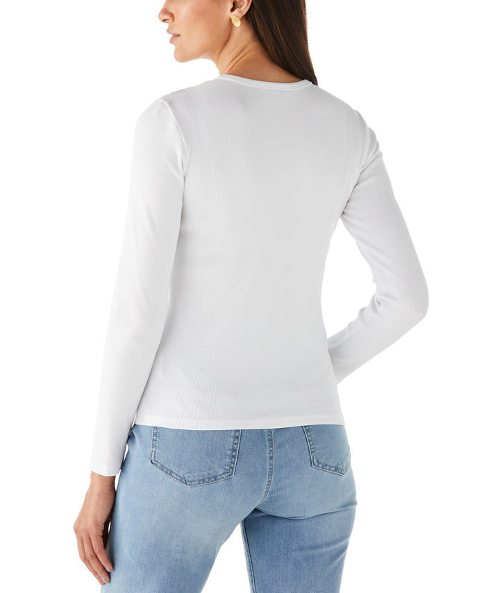 Ribbed Crew Neck Tee (White)
