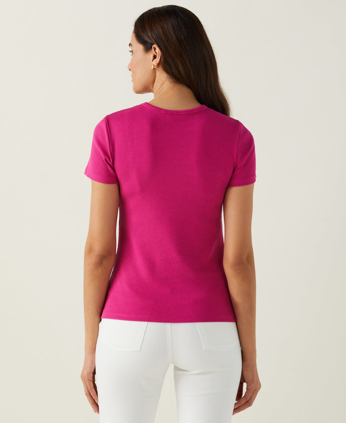 Ribbed Crew Neck Tee (Cosmo Pink)