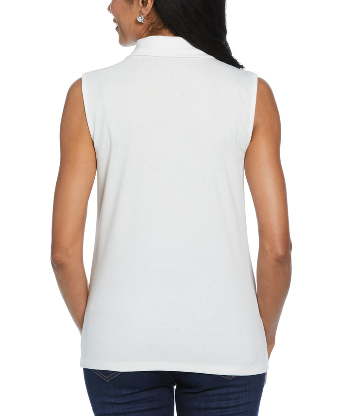 Ribbed V-Neck Polo (Star White)