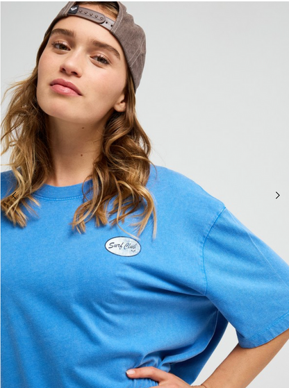 Roxy Washed Women Blue Oversize Short Sleeve T-Shirt
