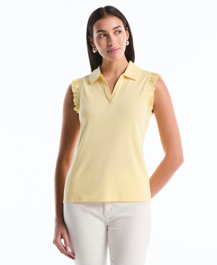 Petite Ruffle Polo (Pale Banana)