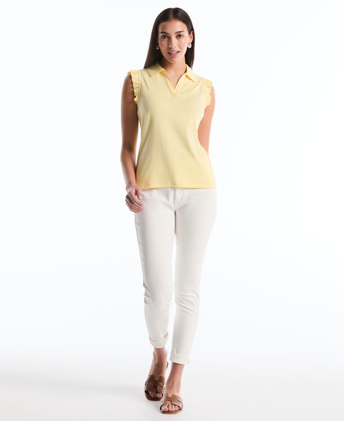 Petite Ruffle Polo (Pale Banana)