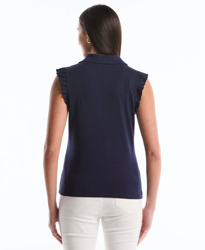 Petite Ruffle Polo (Peacoat)