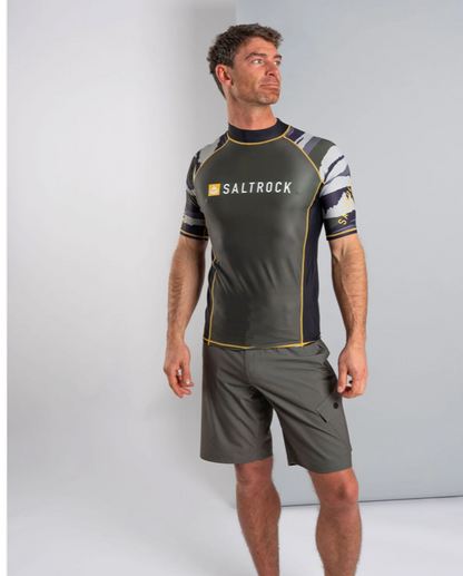SALTROCK Camo Stripe - Mens Short Sleeve Rashvest - Camo Green