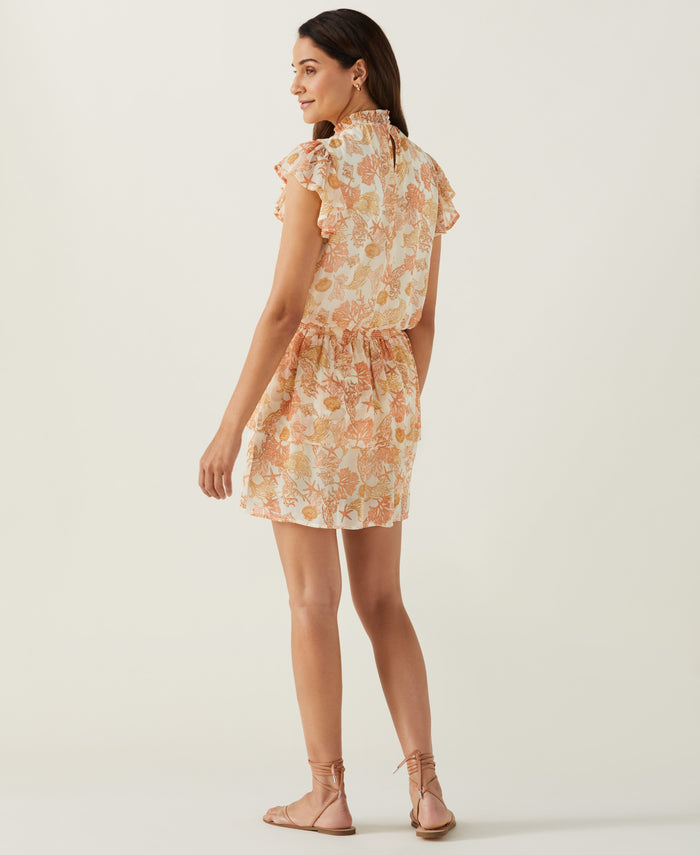 Smocked Dropped Waist Dress (Egret)