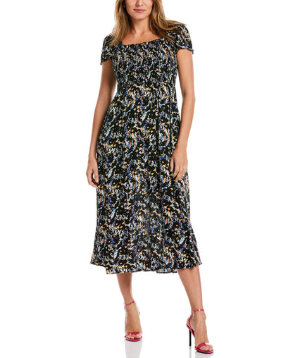 Smocked Midi Dress (Black)