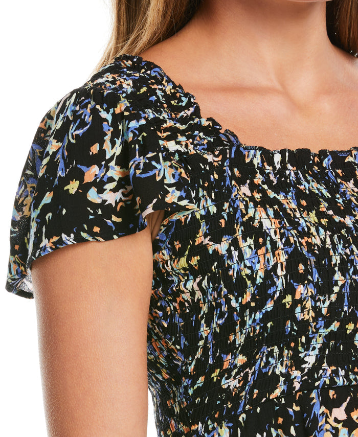 Smocked Midi Dress (Black)