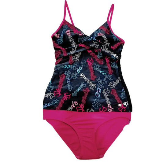 SPEEDO ASIA FIT ALLOVER CROSS FRONT TANKINI/LOW LEG HIPSTER 2PC SET