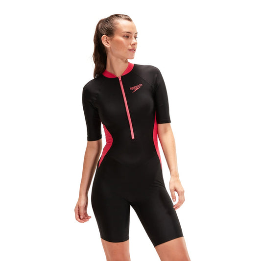 SPEEDO ASIA FIT WOMENS FRONT ZIP SHORT SLEEVE KNEESUIT