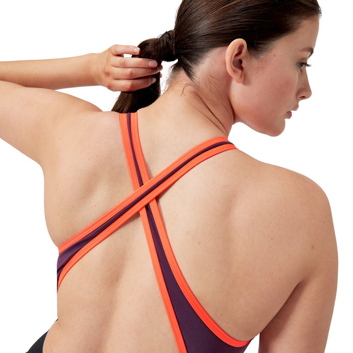 SPEEDO ASIA FIT WOMENS HIGH-NECK SPLICE CROSS-BACK