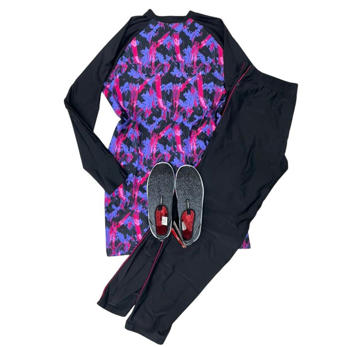 SPEEDO ASIA FIT WOMENS MODEST FIT LS TOP & PANT 2 PIECES SET (*swimhood not included)
