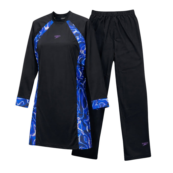 SPEEDO ASIA FIT WOMENS MODEST SIDE SPLICE LS TOP & PANT 2 PIECES SET