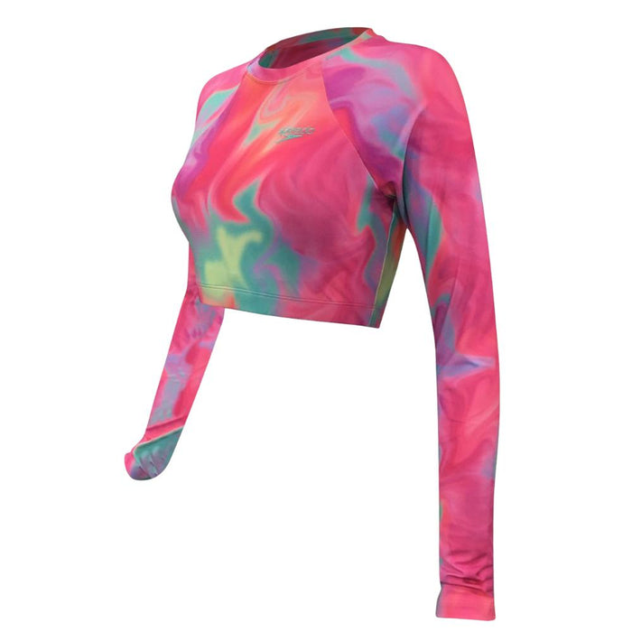 SPEEDO ASIA FIT WOMENS PRINTED LONG SLEEVE CROPTOP