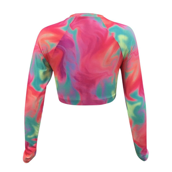 SPEEDO ASIA FIT WOMENS PRINTED LONG SLEEVE CROPTOP