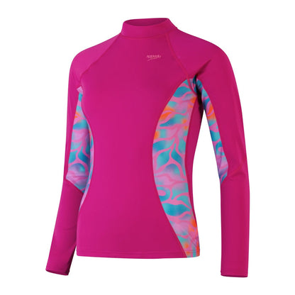 SPEEDO ASIA FIT WOMENS PRINTED LONG SLEEVE RASH TOP