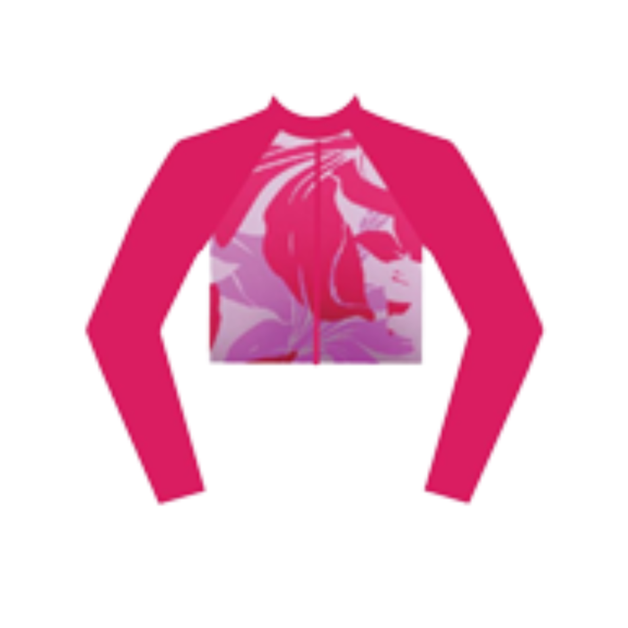 SPEEDO ASIA FIT WOMENS PRINTED LONG SLEEVE ZIP CROPTOP-[custom.seasonyearcode]-Speedo Malaysia Online
