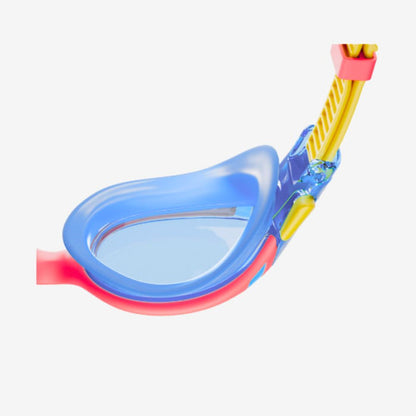 Speedo Biofuse 2.0 Junior Goggle with blue lenses, red frame, and yellow strap.