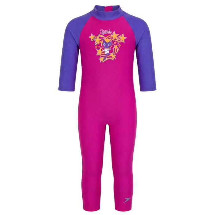 SPEEDO COLOR-BLOCK ALL IN ONE SUIT- TOTS GIRL-Swimwear-Speedo Malaysia-ECSTATIC/AFRICAN VIOLET-8-09283A242-Speedo Malaysia Online