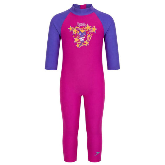 SPEEDO COLOR-BLOCK ALL IN ONE SUIT- TOTS GIRL-Swimwear-Speedo Malaysia-ECSTATIC/AFRICAN VIOLET-8-09283A242-Speedo Malaysia Online