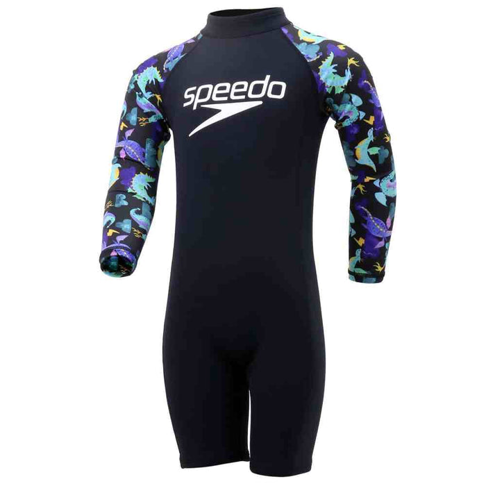 SPEEDO COMBOFIT LONG SLEEVE SPRINGSUIT - TOTS-Thermal Swimwear-Speedo Malaysia-BLACK/ AQUA GREEN-SOA23024P-BKAGP-Speedo Malaysia Online