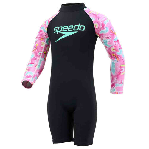 SPEEDO COMBOFIT LONG SLEEVE SPRINGSUIT - TOTS-Thermal Swimwear-Speedo Malaysia-BLACK/ PINK SPLASH-SOA23024P-BKPSP-Speedo Malaysia Online