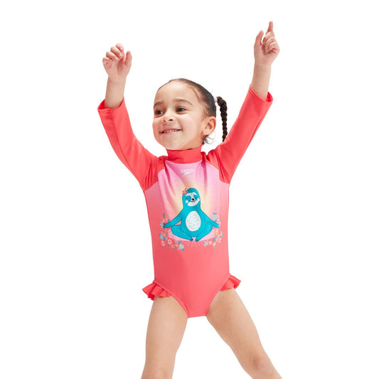 SPEEDO DIGITAL LONG SLEEVE FRILL SWIMSUIT- TOTS GIRL