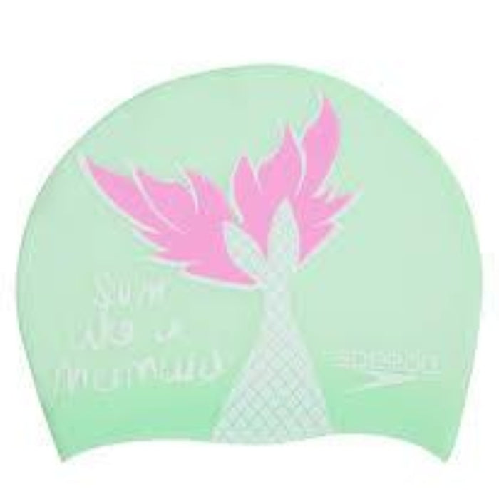SPEEDO JUNIOR SLOGAN CAP (SWIM LIKE A MERMAID)