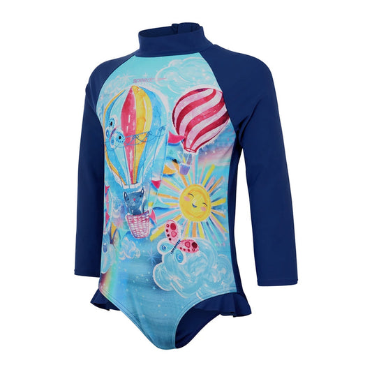 SPEEDO LONG SLEEVE FRILL 1PC- TOTS GIRL
