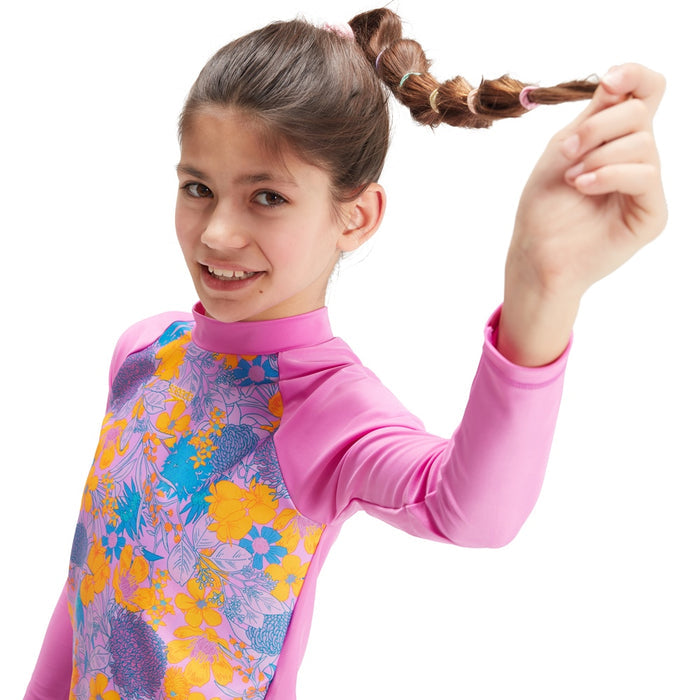 SPEEDO PRINTED LONG SLEEVE RASH TOP - JUNIOR FEMALE (*top only)
