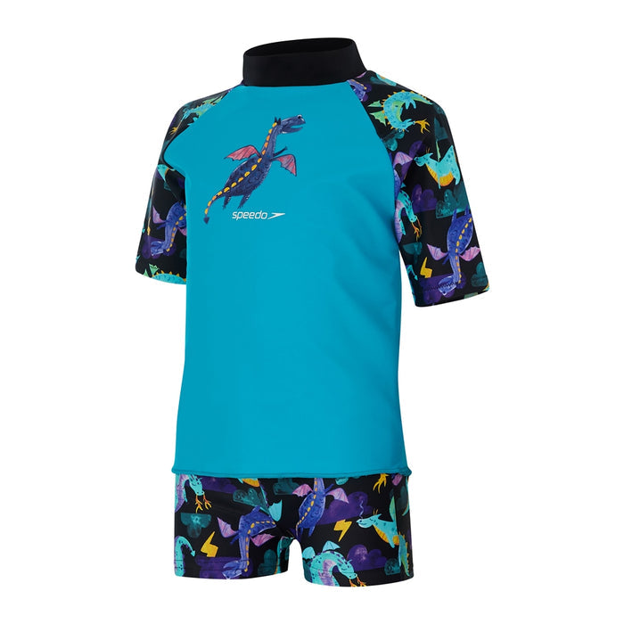 SPEEDO SHORT SLEEVE PRINTED RASHTOP SET - TOTS BOY