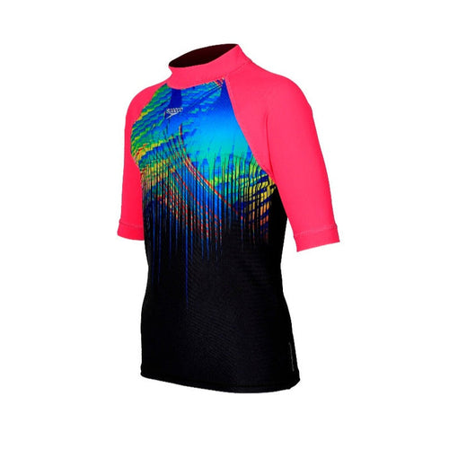 SPEEDO SHORT SLEEVE TROPICAL FUSE POWERSTRIKE SUNTOP - JUNIOR FEMALE (*top only)