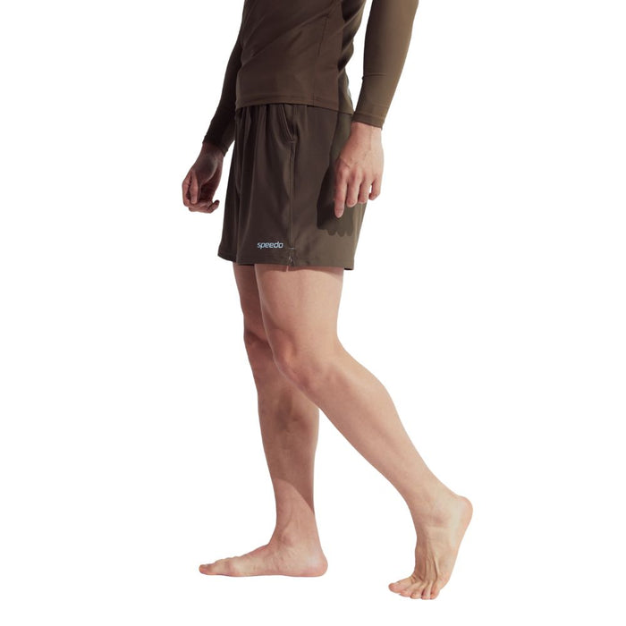 Men's Speedo Wavechasers 2.0 watershorts in olive green, featuring a Speedo logo and side zipper pocket.