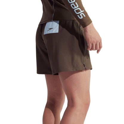 Men's Speedo Wavechasers 2.0 watershorts in olive green with light blue accent pocket and logo.