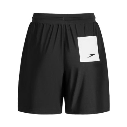 Black Speedo Wavechasers 2.0 men's watershorts with a white back pocket featuring the Speedo logo.