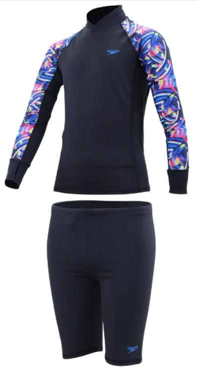 SPEEDO YOUTH DELUXE LONG SLEEVE BREATHABLE WATER ACTIVITY TOP+JAMMER