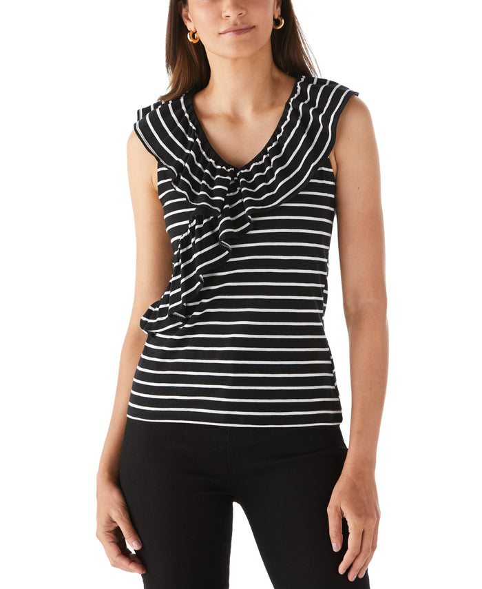 Stripe Ruffle Top (Black)