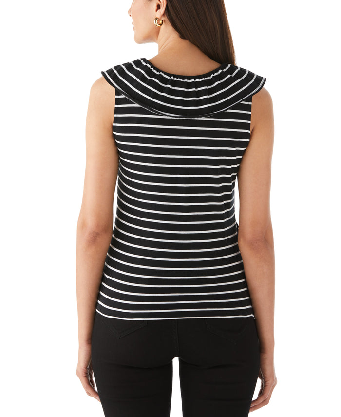 Stripe Ruffle Top (Black)