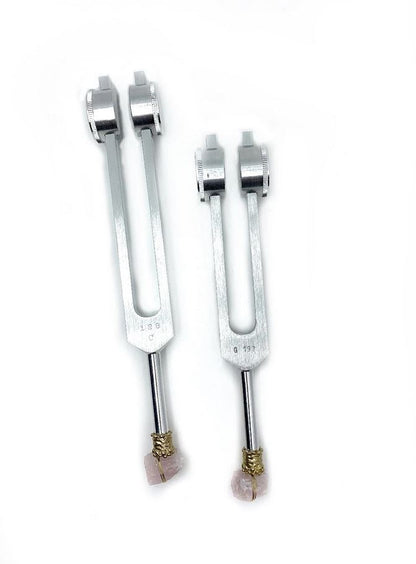 Rose Quartz Vibrational C & G Tuning Fork Set Sound Healing