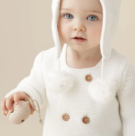 Whisper White Sofia + Finn Knit Baby Cardigan